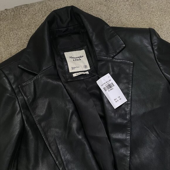 Abercrombie & Fitch XXS Black Vegan Leather Blazer Jacket NWT Stylish & Versatil - Picture 1 of 2